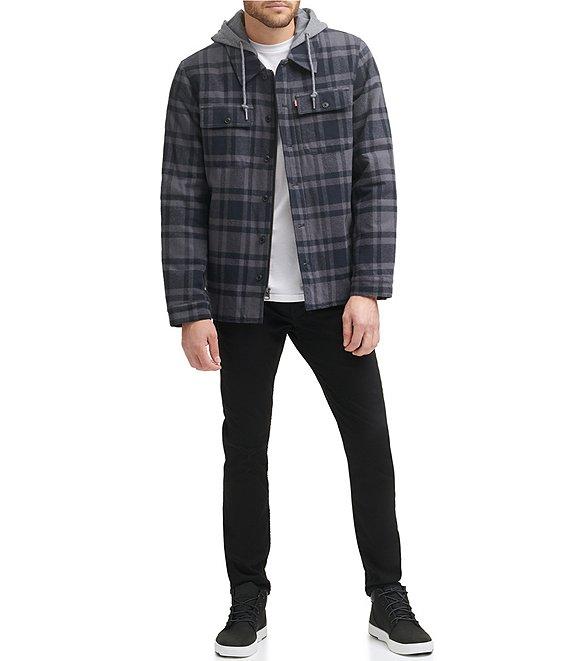 Levi's® Sherpa Lined Dark Plaid Shirt Jacket Product Image