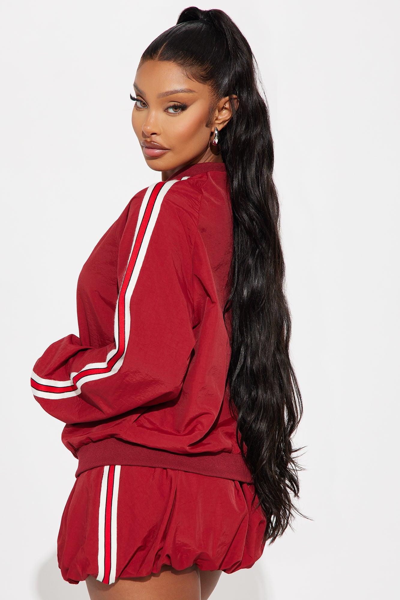 Sporty Bubble Hem Skirt Set - Red Product Image