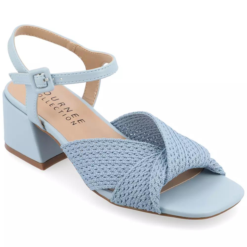 Journee Zerlina Women's Tru Comfort Foam Knit Block Heel Sandals, Size: 9, Blue Product Image