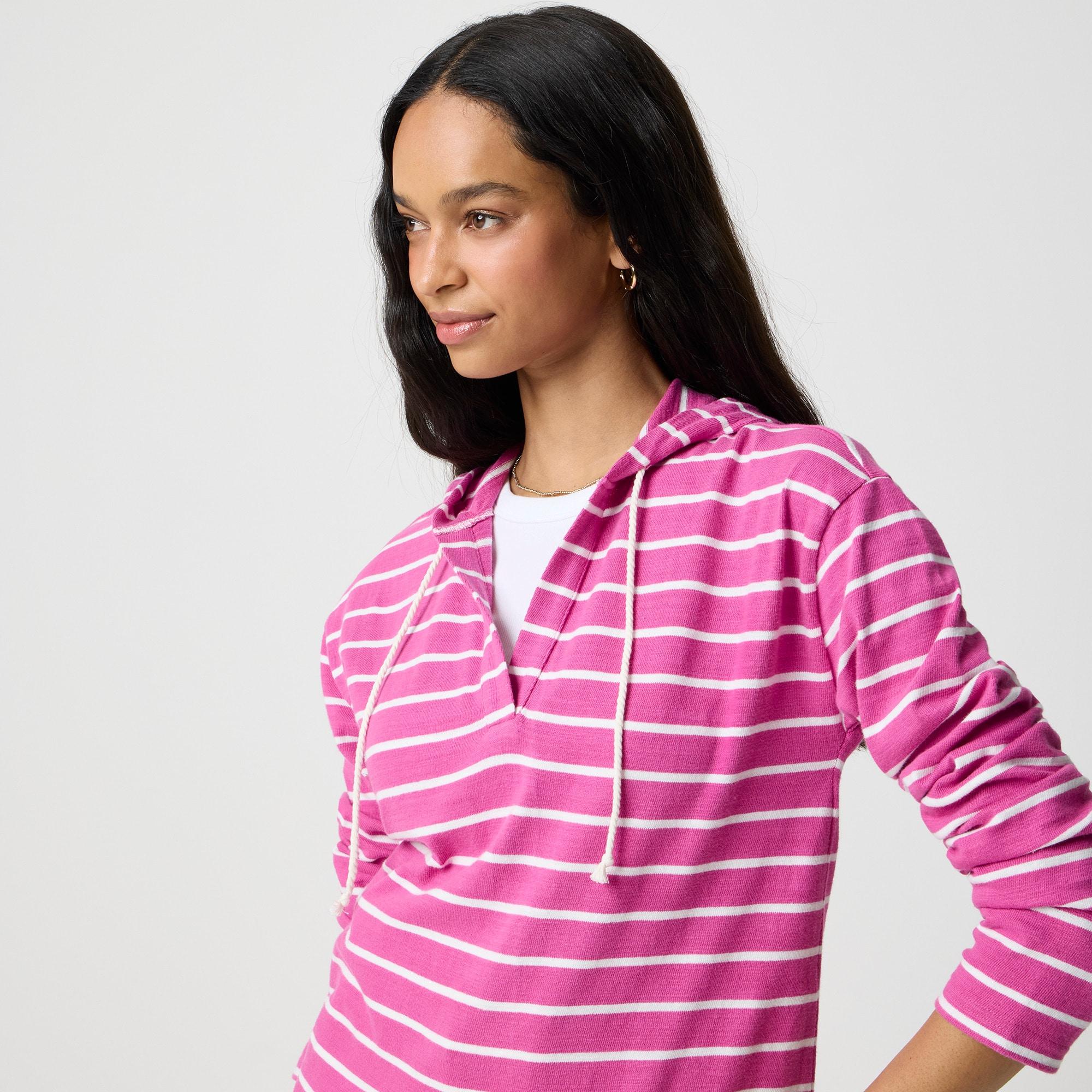 Striped V-neck hoodie Product Image