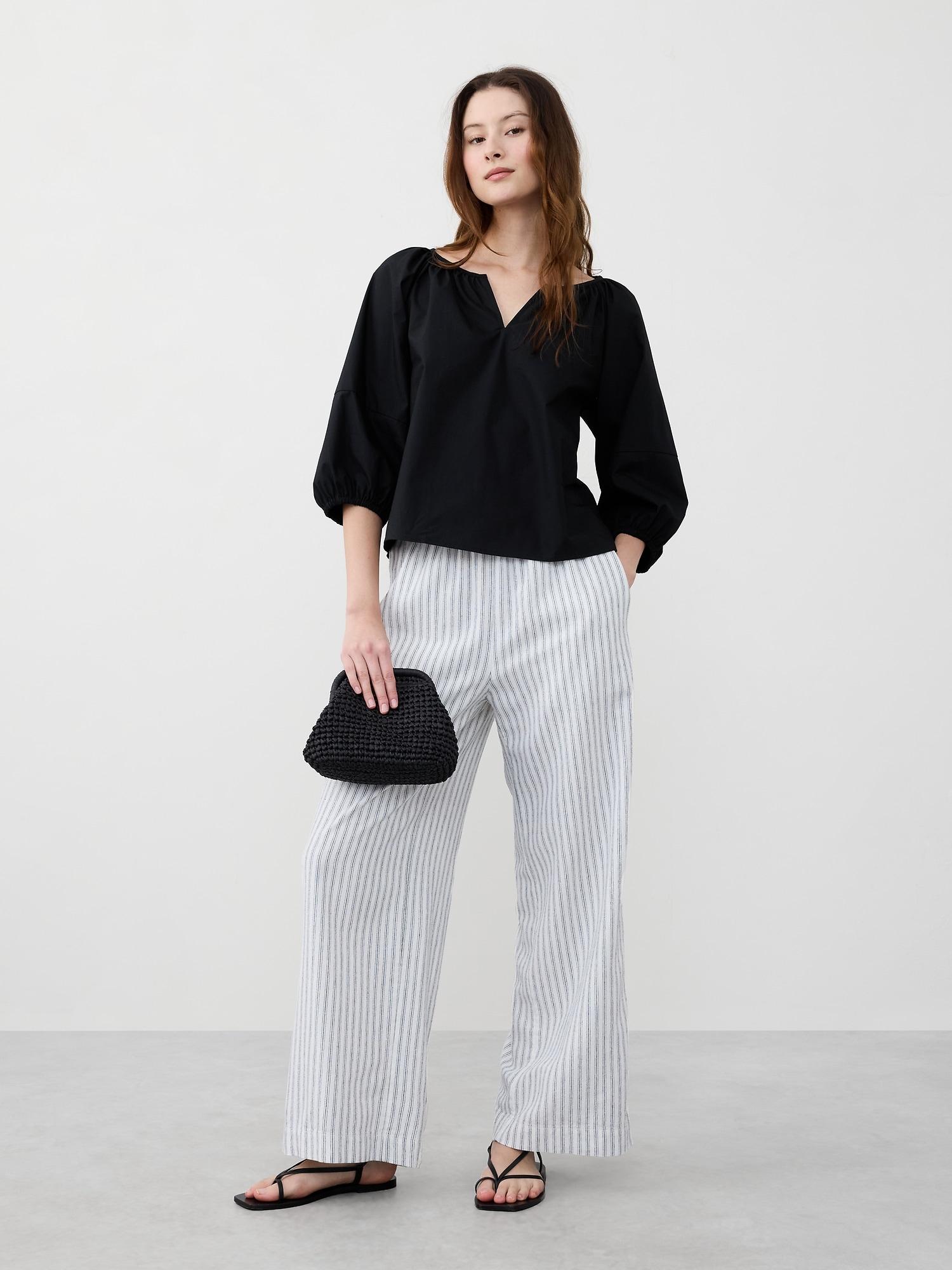 Lantern-Sleeve Poplin Top Product Image