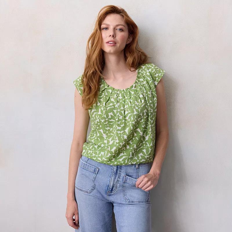 Women's LC Lauren Conrad Pleated Scoopneck Top,  Product Image