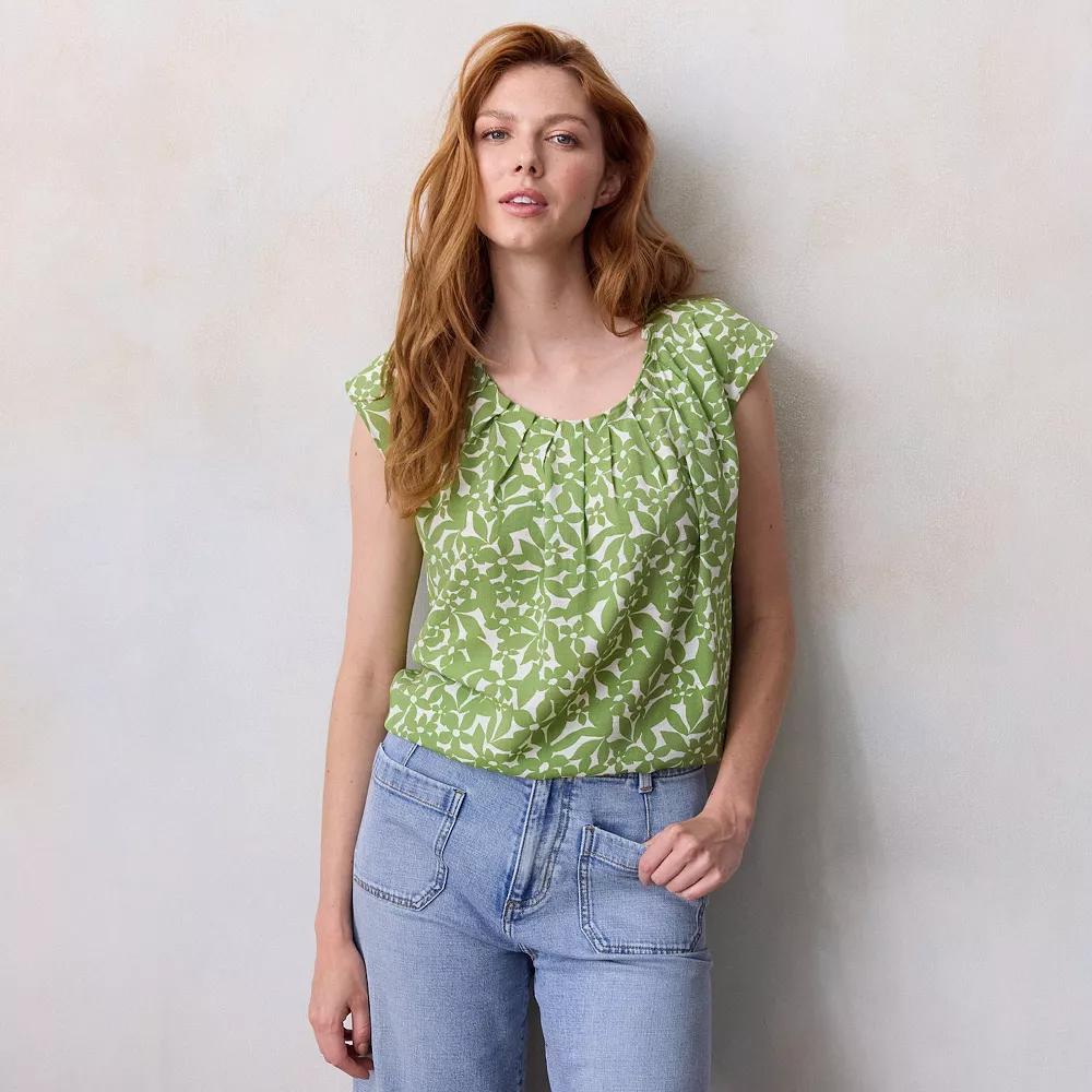 Women's LC Lauren Conrad Pleated Scoopneck Top,  Product Image