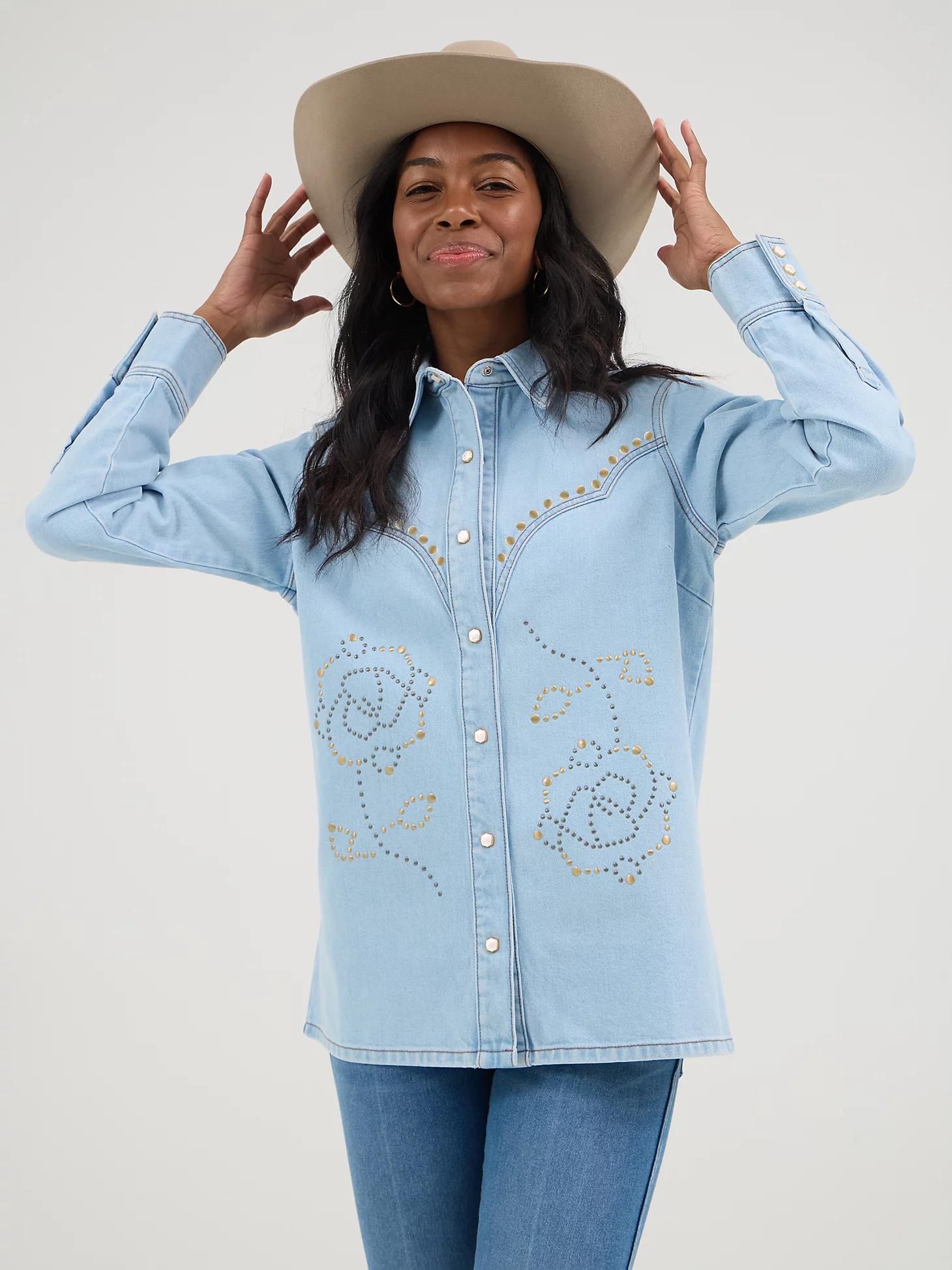 Wrangler® x Yellow Rose by Kendra Scott Studded Shacket | Women's JACKETS & OUTERWEAR | Wrangler® Product Image