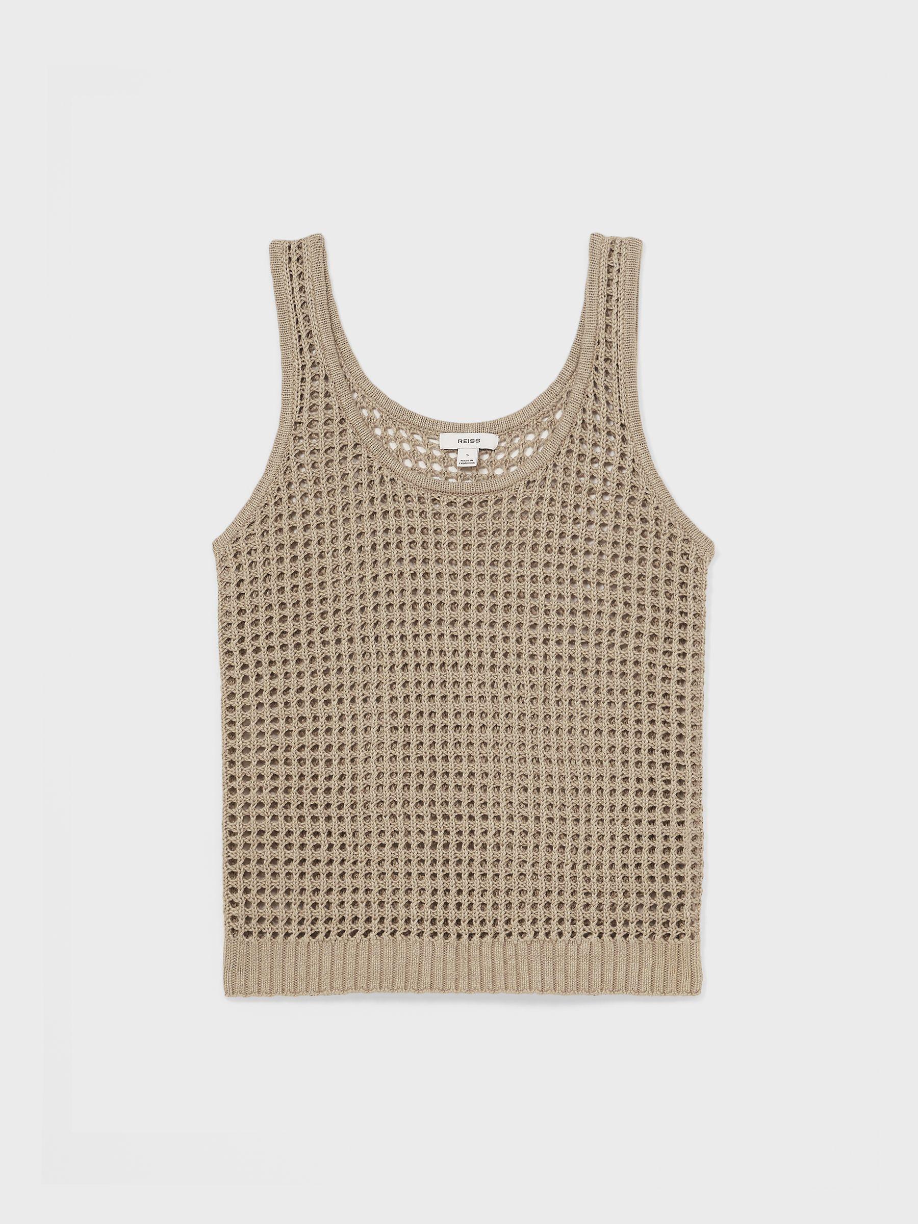 Linen Open Knit Vest in Stone Product Image