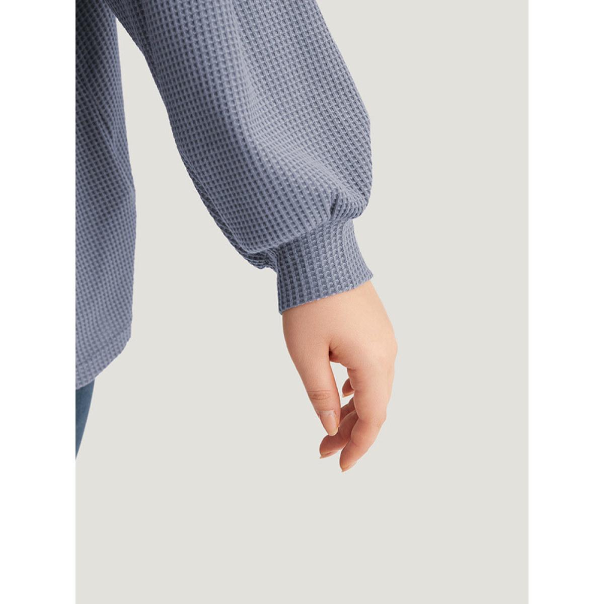 Plus Size Plain Texture Pocket Button Through Drawstring Hooded Jacket Women Stone Texture Pocket Dailywear Jackets BloomChic 12/L Product Image