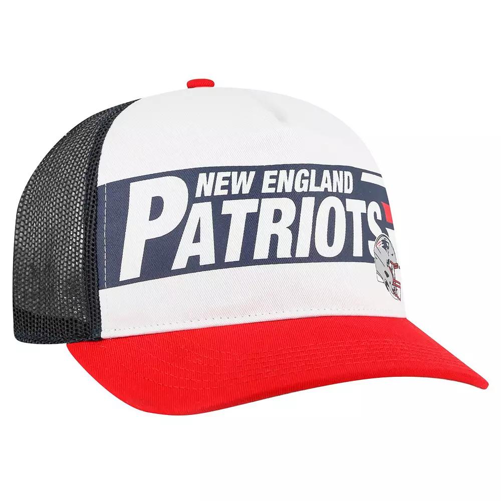 Men's '47 White/Red New England Patriots Stack Line Hitch Trucker Adjustable Hat Product Image