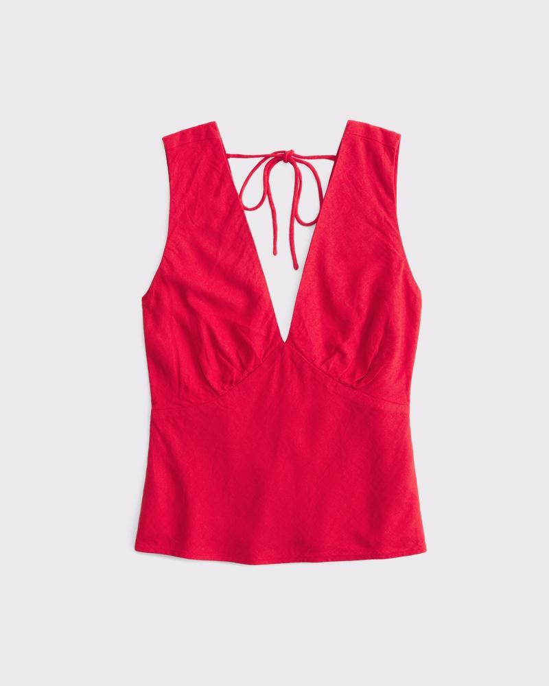  Linen-Blend Tie-Back Set Top Product Image