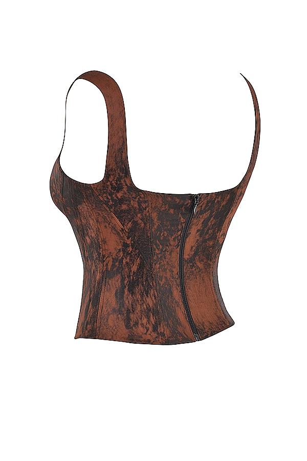 Rafa  antique copper satin longline corset Product Image