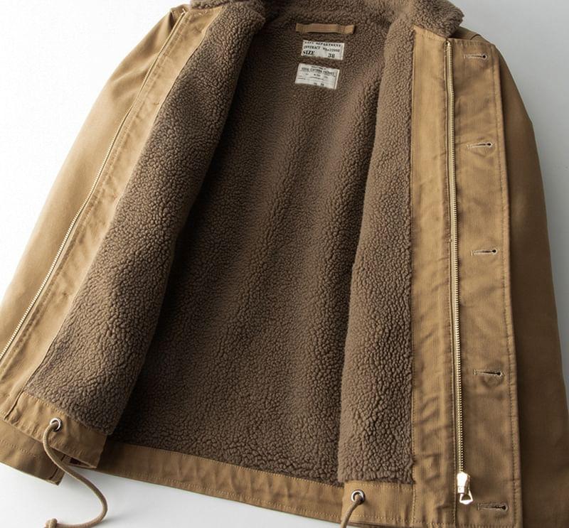 Printed-Back Fleece-Lined Hooded Jacket Product Image