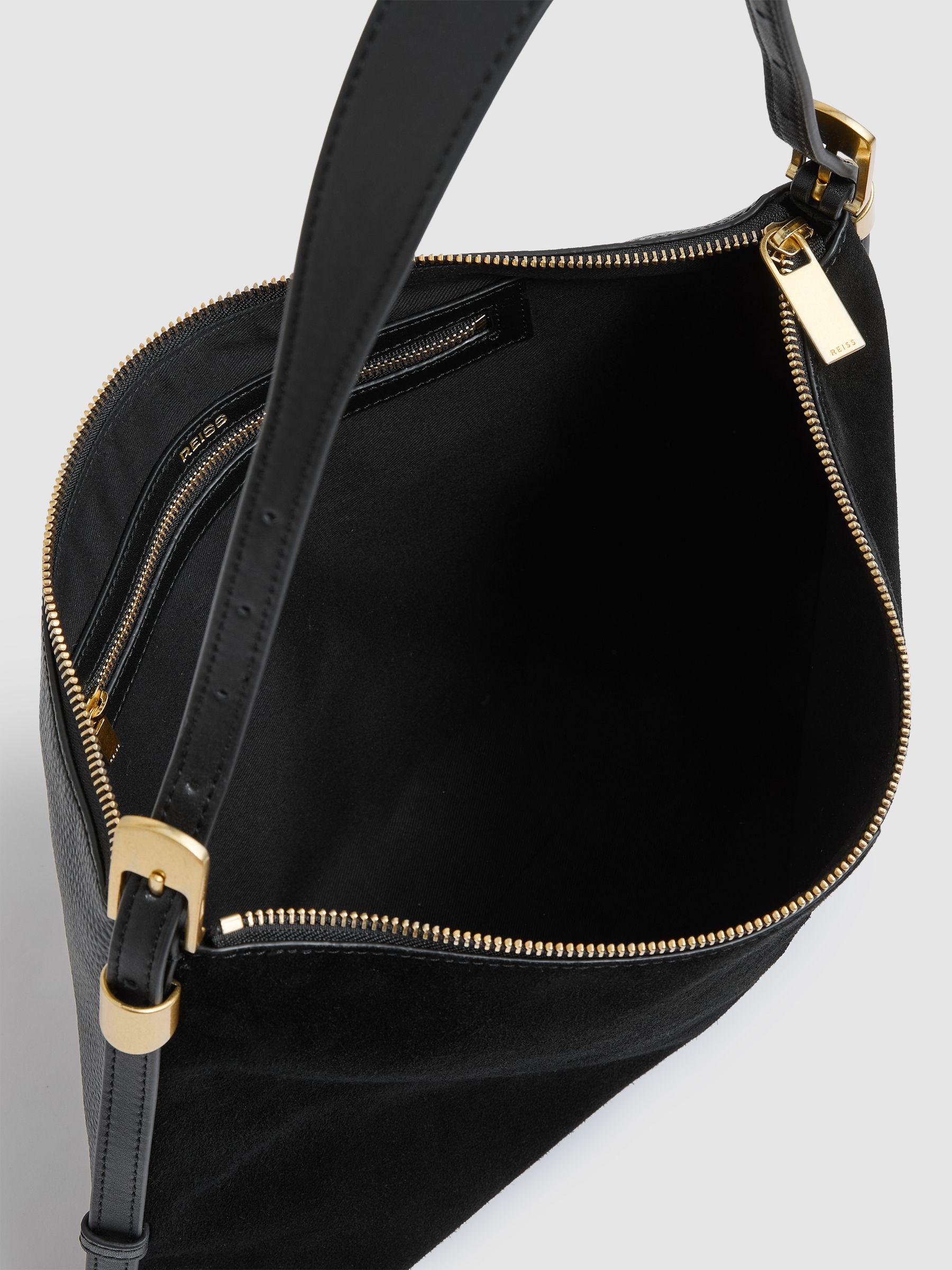 Suede And Leather Shoulder Bag in Black Product Image