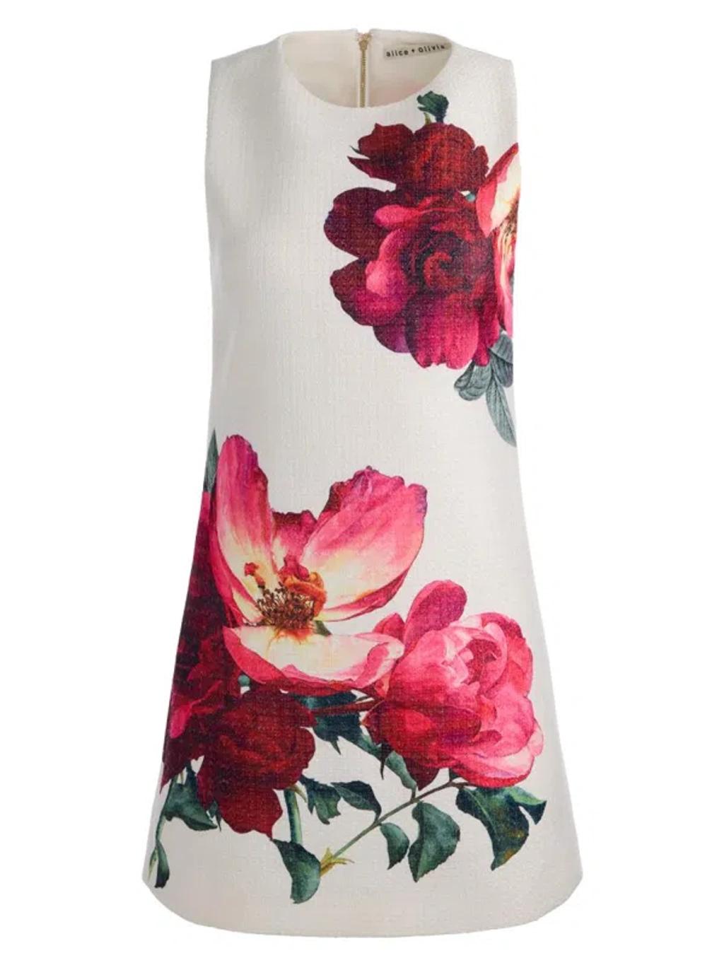 ALICE AND OLIVIA Clyde Floral A-line Shift Mini Dress In Multi Product Image