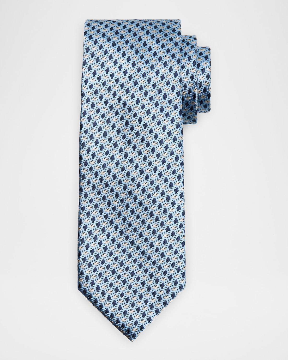 Mens Stepweave Geometric Silk Tie Product Image