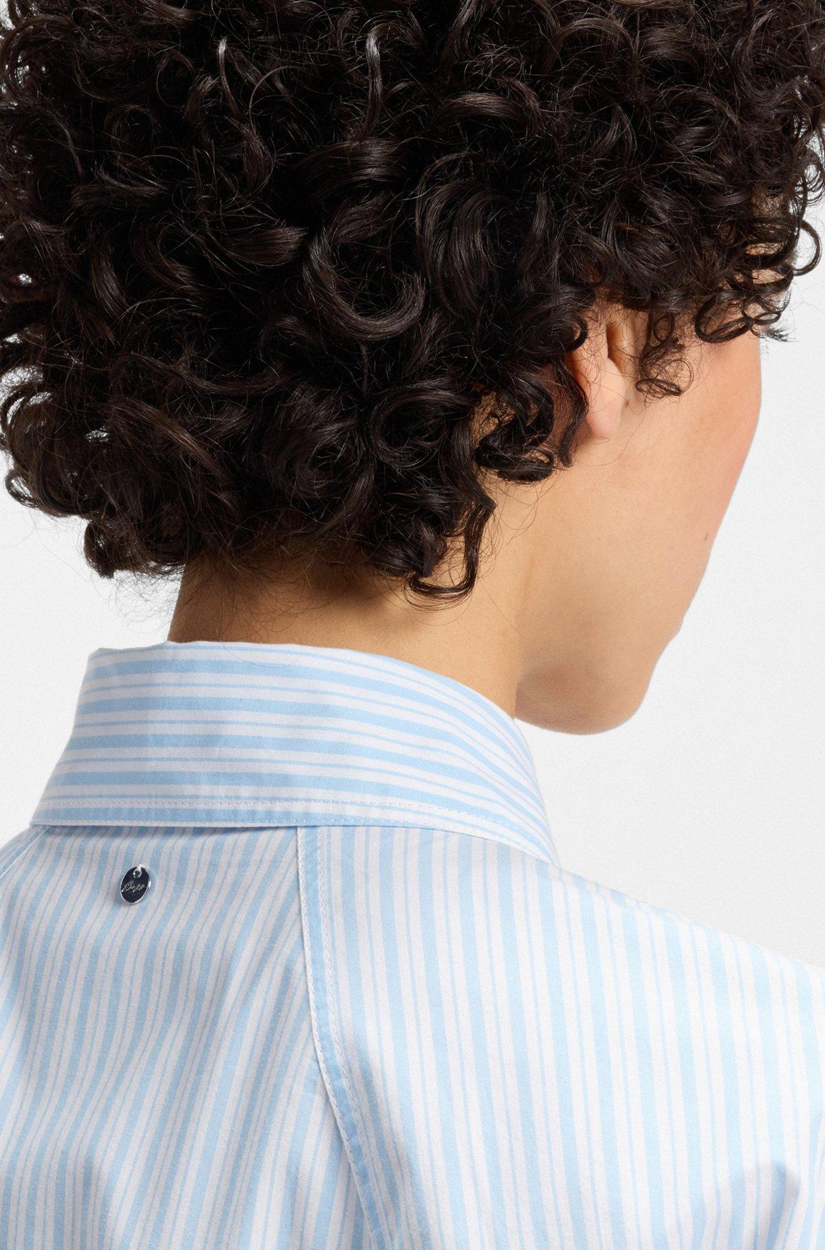 BOSS - Relaxed-fit blouse in striped cotton poplin - Light Blue Product Image