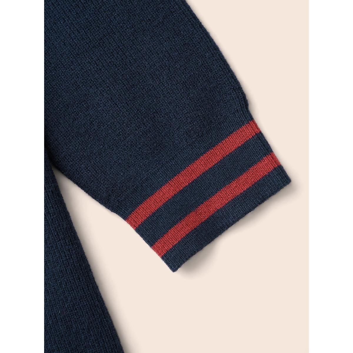 Plus Size Supersoft Essentials Contrast Striped Kimono Collar Cardigan Midnight Women Casual Loose Long Sleeve Everyday Cardigans BloomChic 12/L Product Image