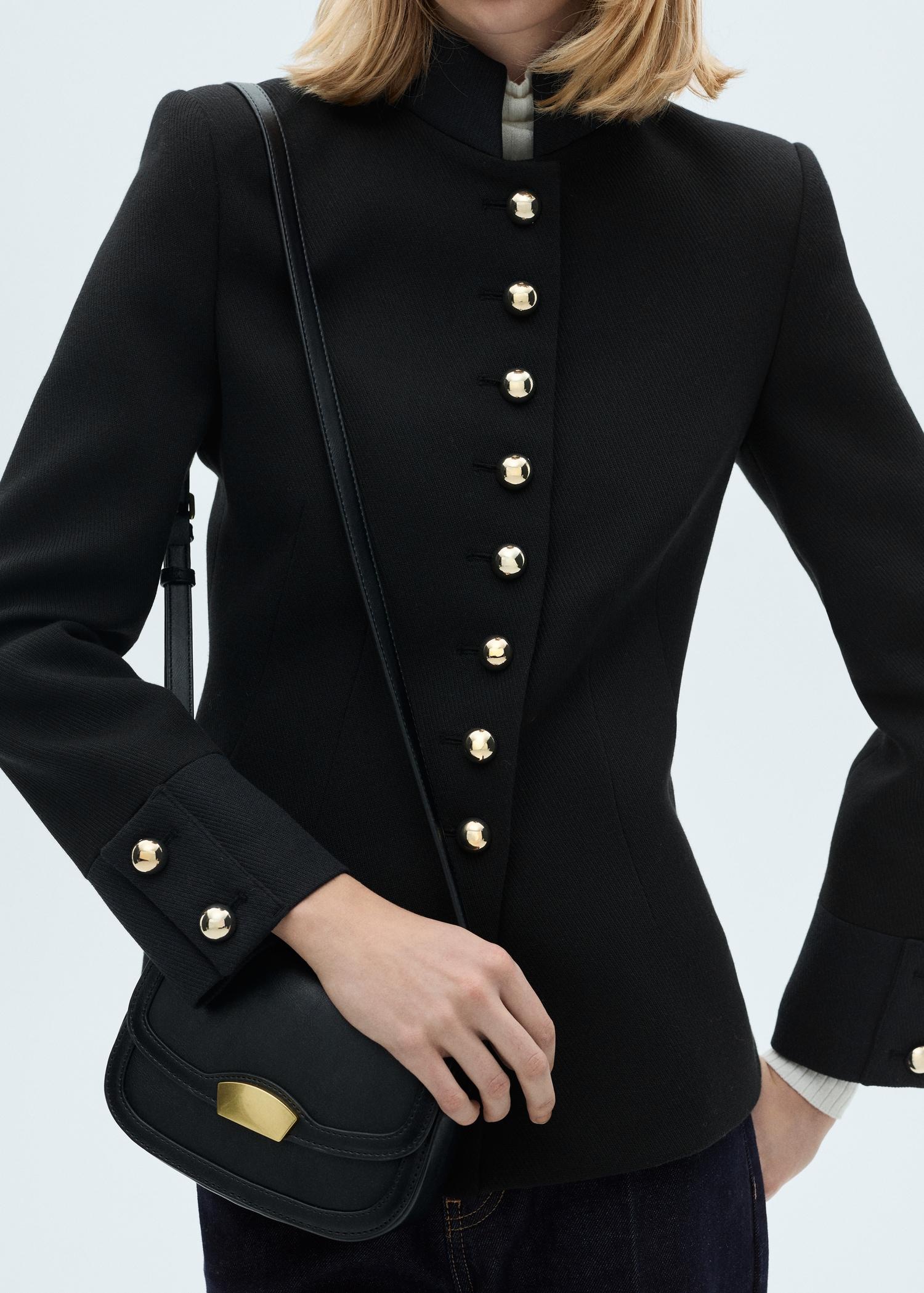 Jacket with jewel-button strip collar - Women | MANGO USA Product Image
