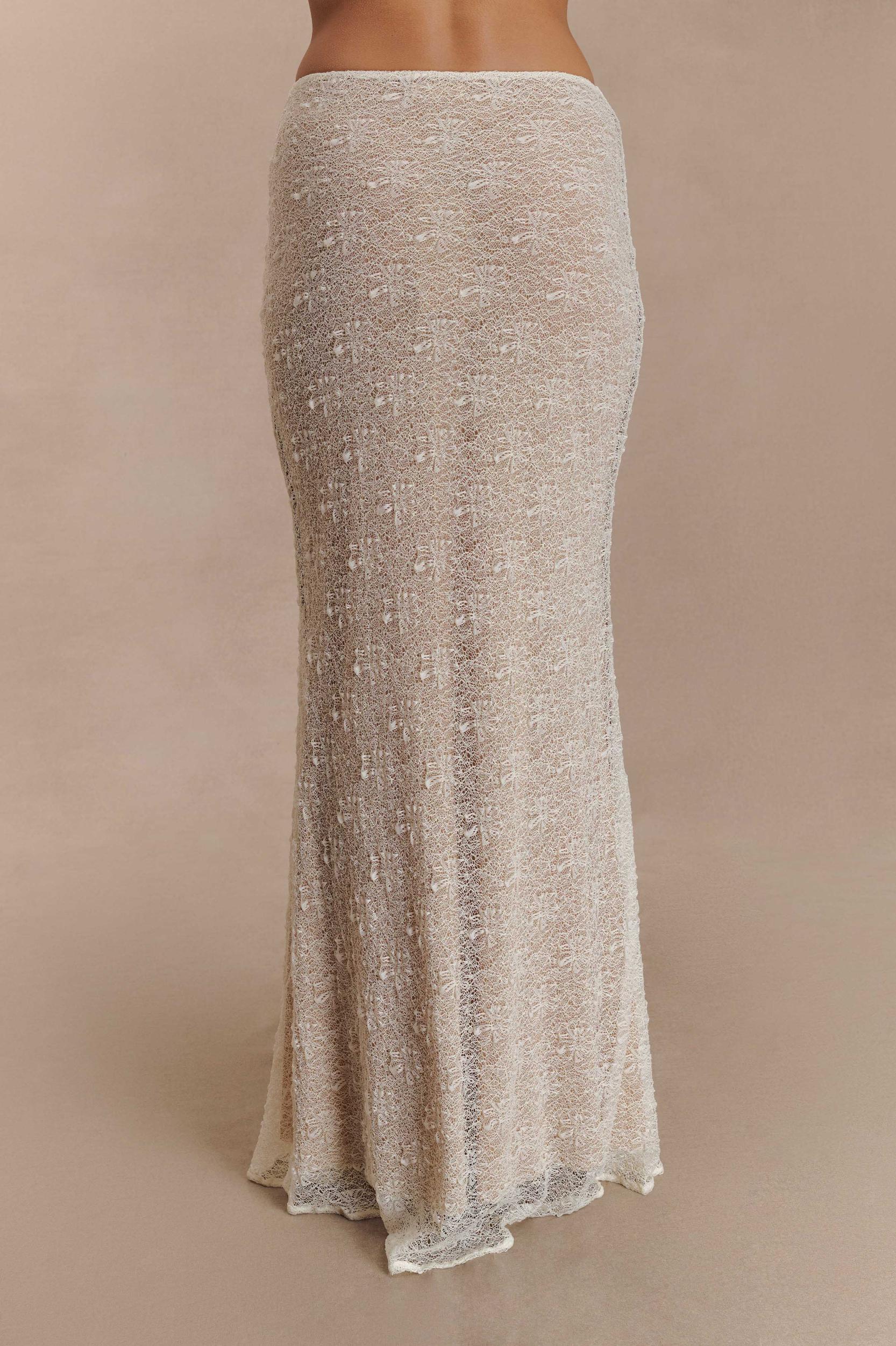 Robyn Sheer Lace Maxi Skirt - Ivory Product Image