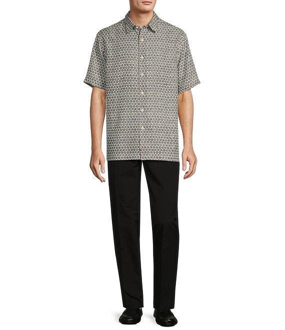 Roundtree & Yorke Short Sleeve Medium Geometric Print Sport Shirt Product Image