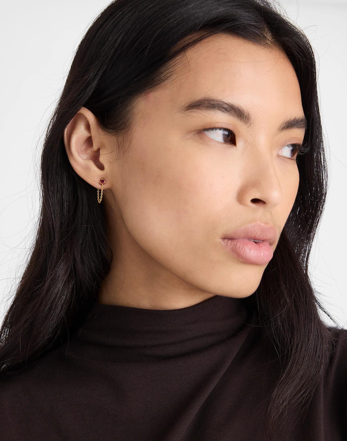 Demi-Fine Crystal Chain Stud Earrings Product Image