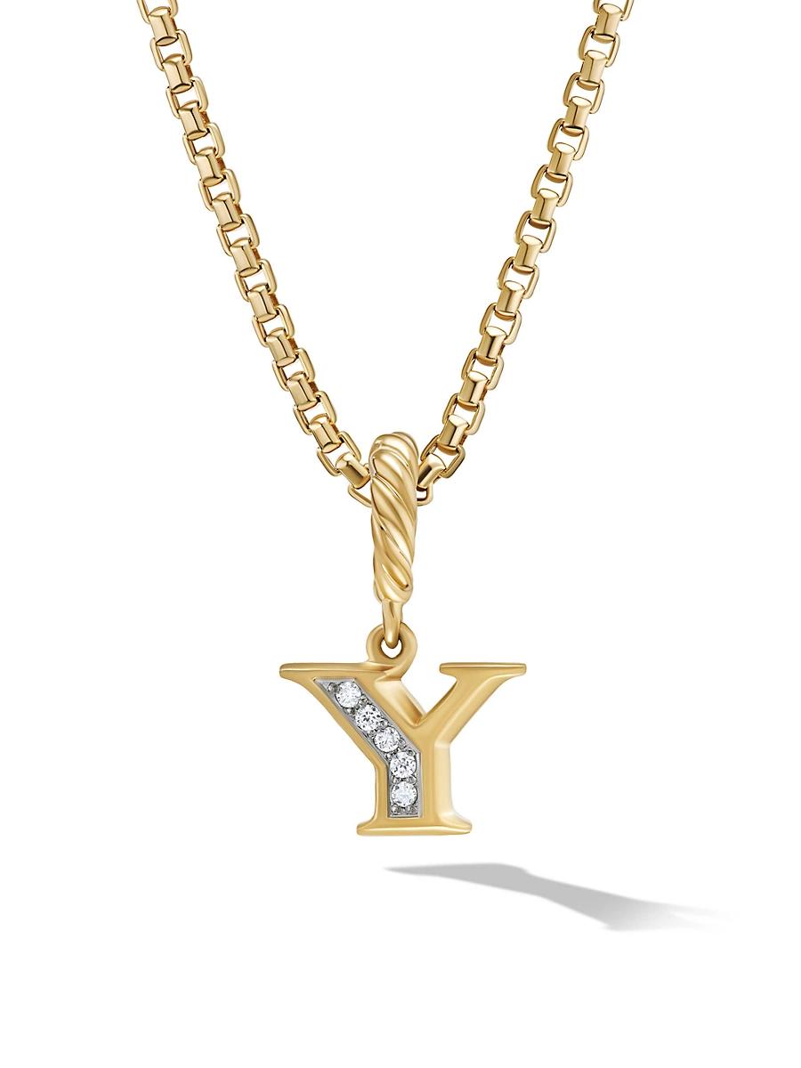 Womens Pav Initial Pendant in 18K Yellow Gold Product Image