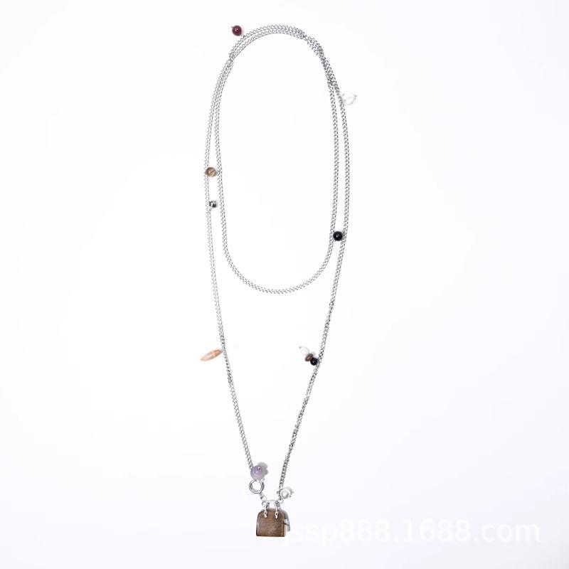 Miniature Handbag Stainless Steel Layered Necklace Product Image