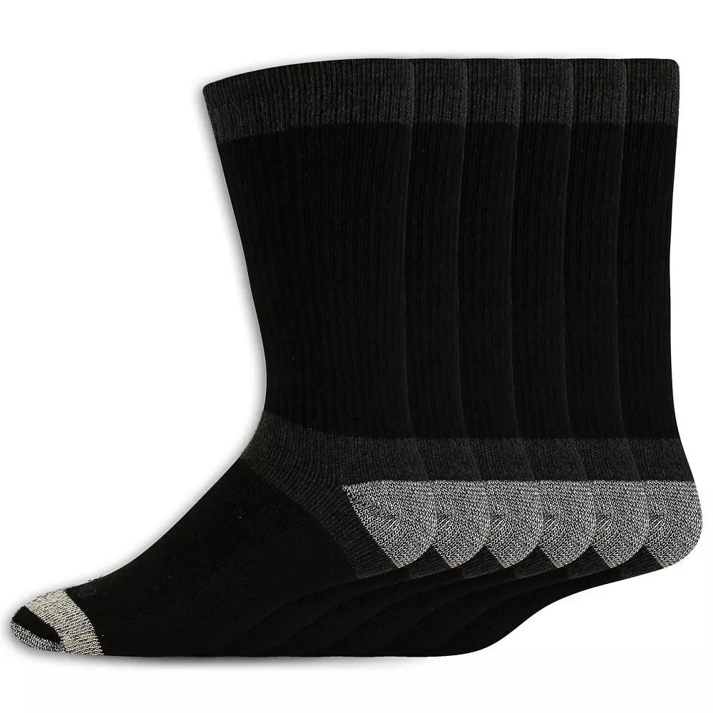 Dickies Men's 6pk Max Cushion Crew Socks - Black 6-12: Midweight, Tagless, Solid Pattern Product Image