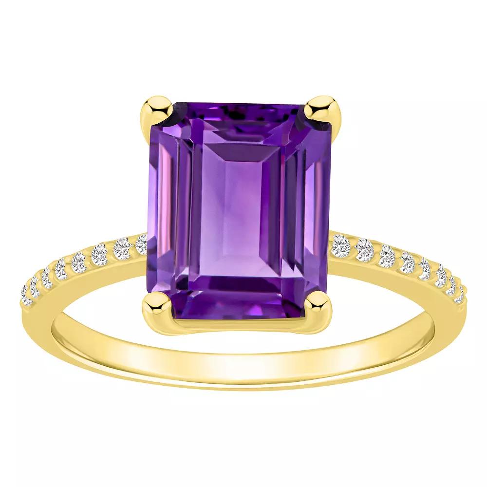 Alyson Layne 14k Gold Emerald Cut Gemstone 1/10 Carat T.W. Diamond Ring, Womens Purple Product Image