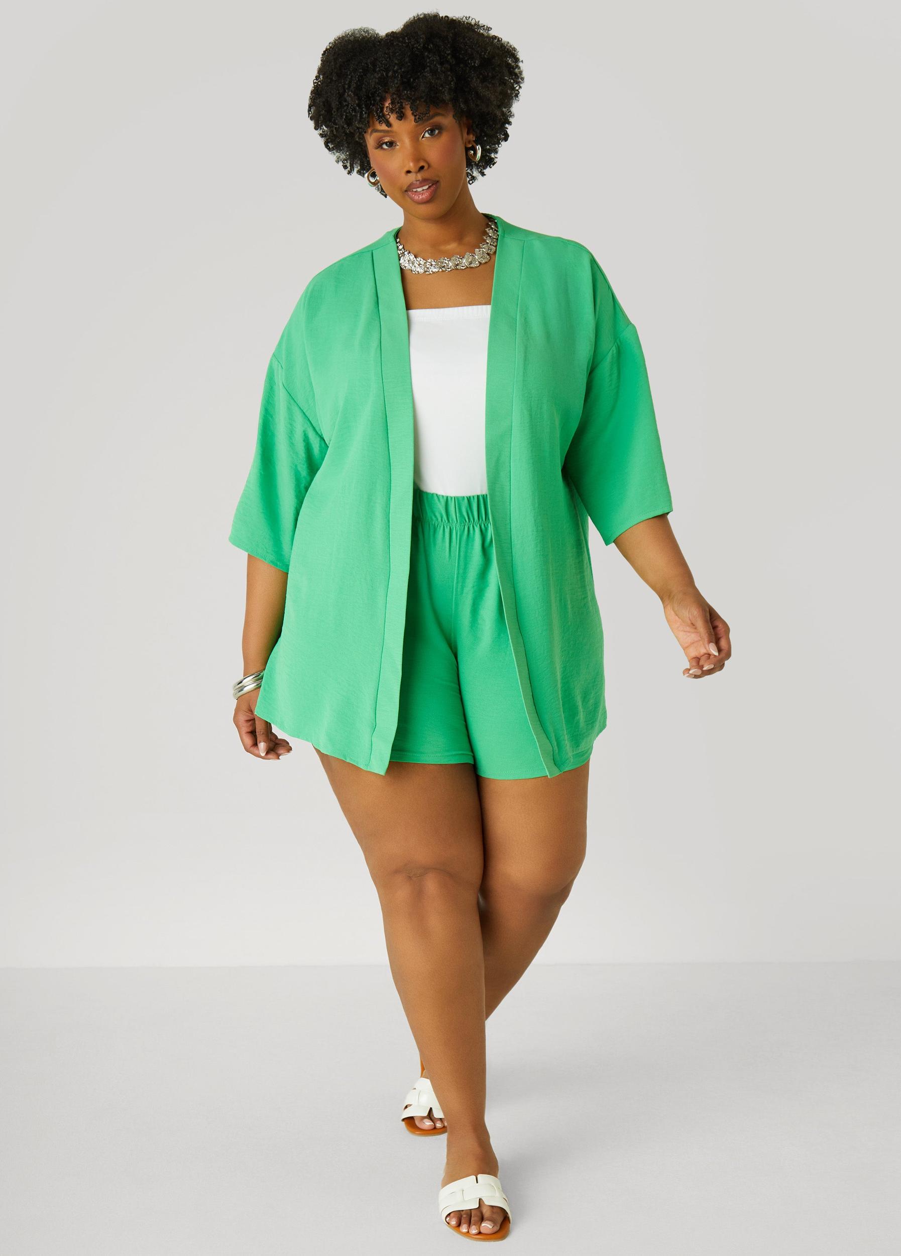 Plus Size Textured Mid Rise Shorts Ashley Stewart Product Image