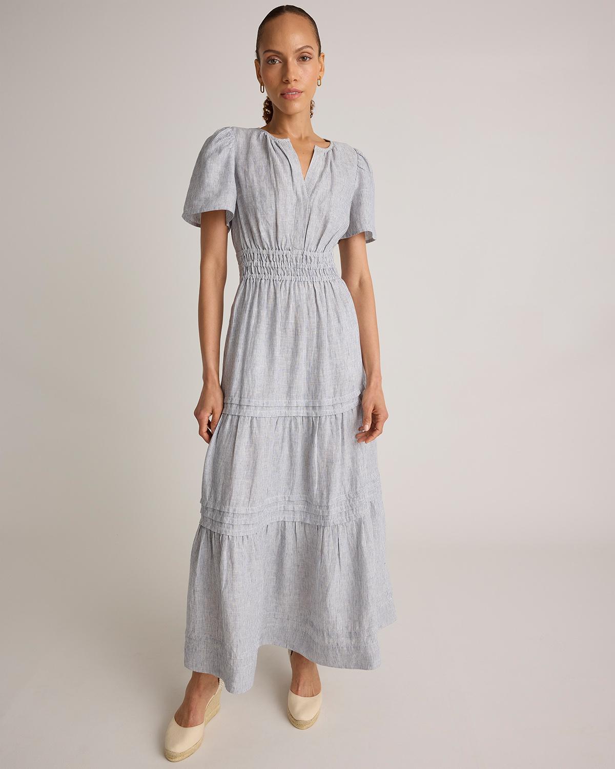 Quince | Women's 100% European Linen Tiered Maxi Dress Size XS Product Image
