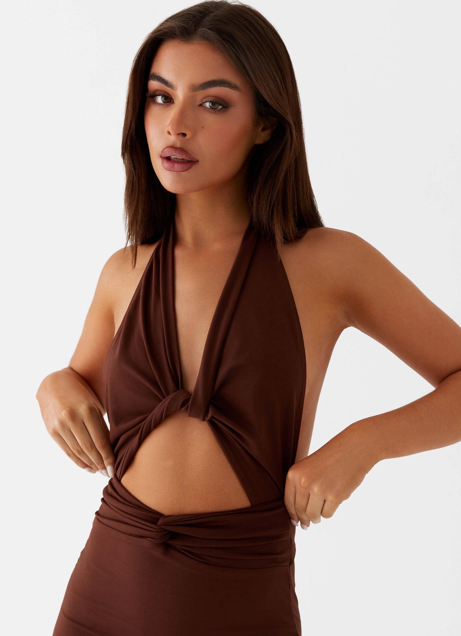 Carolina Twist Maxi Dress - Chocolate Product Image