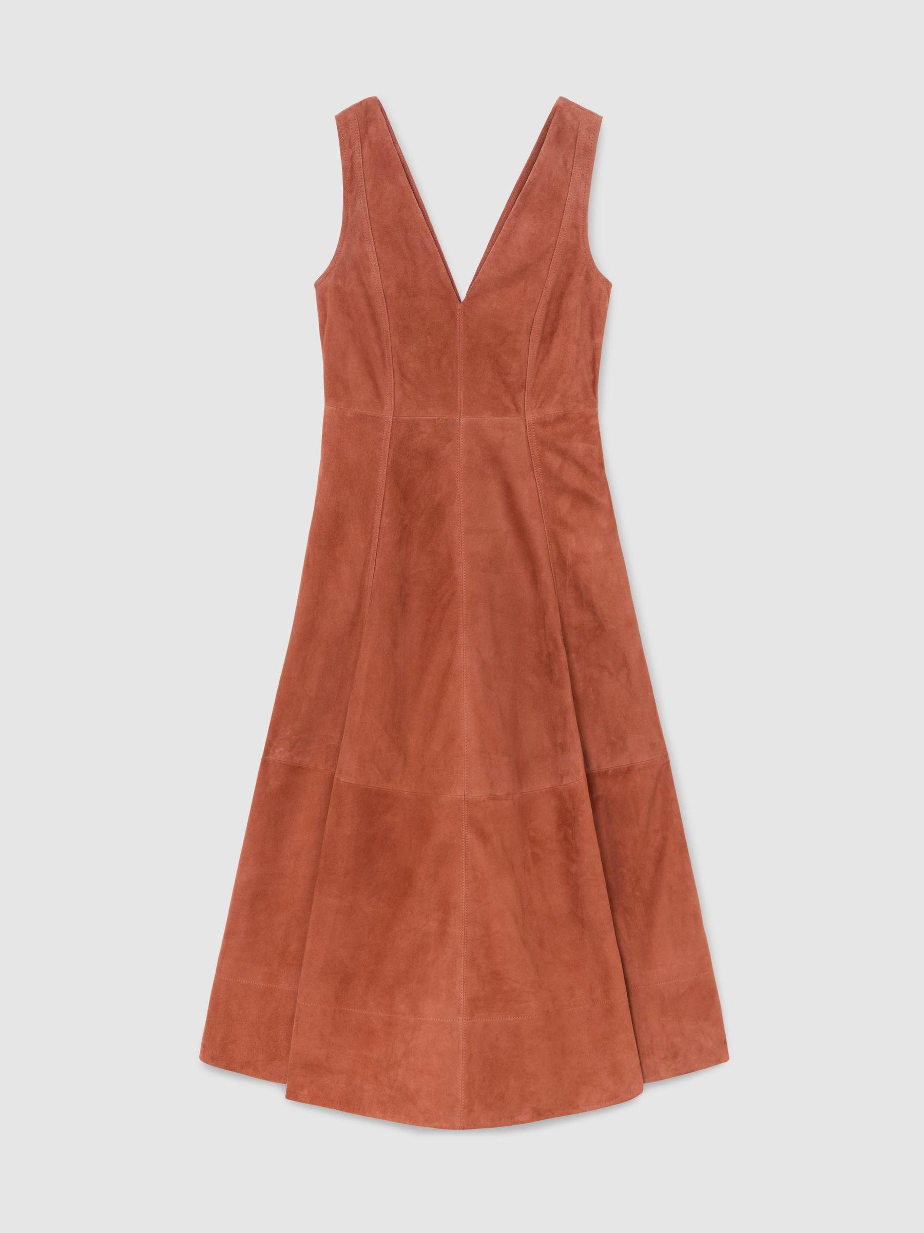 Atelier Suede Sleeveless Midi Dress in Rust Product Image