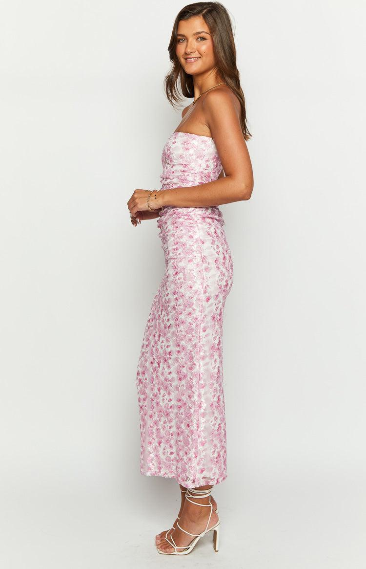 Imogen Pink Floral Print Strapless Maxi Dress Baby Product Image