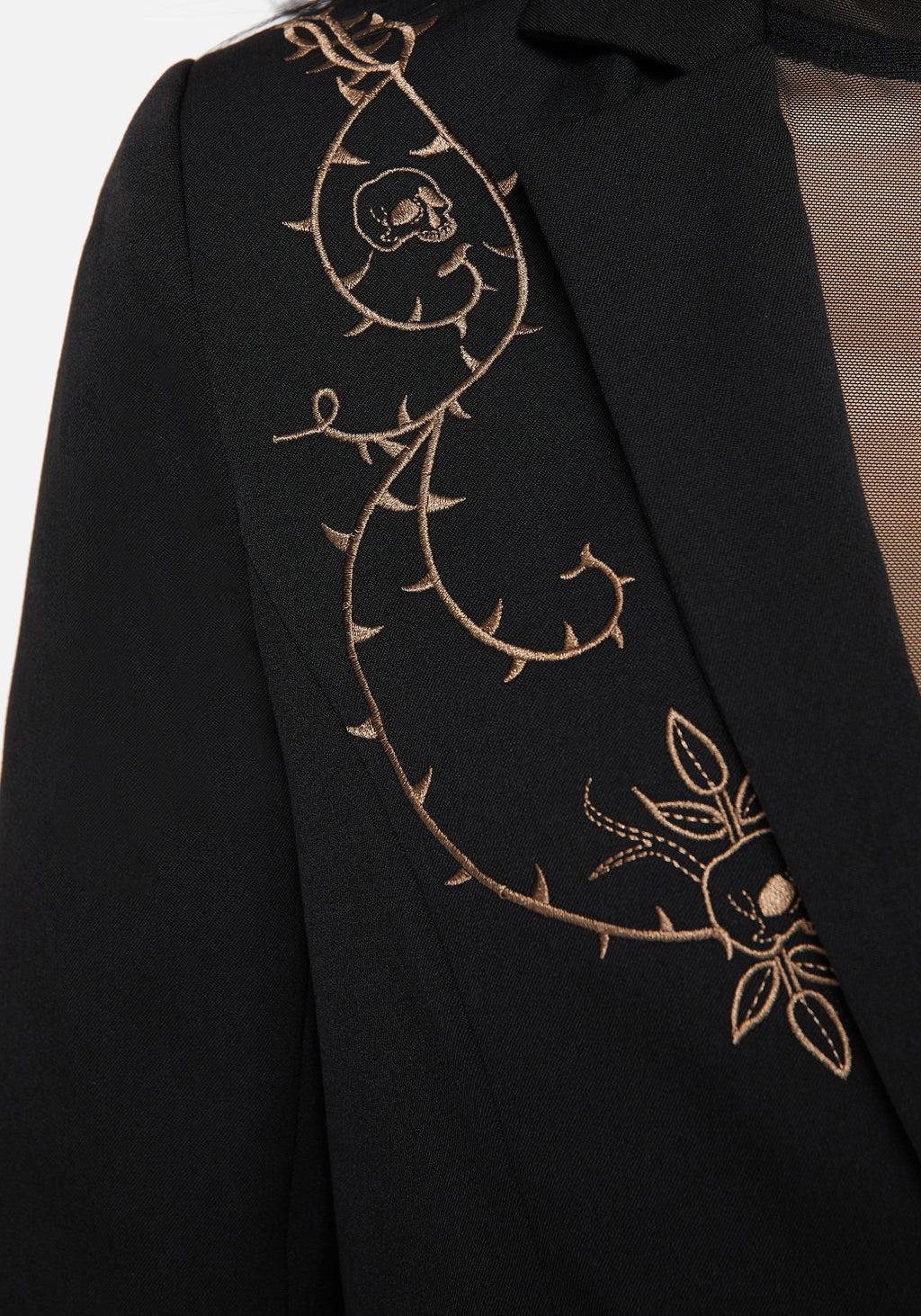 Vanitas Thorn Embroidered Crop Blazer Product Image