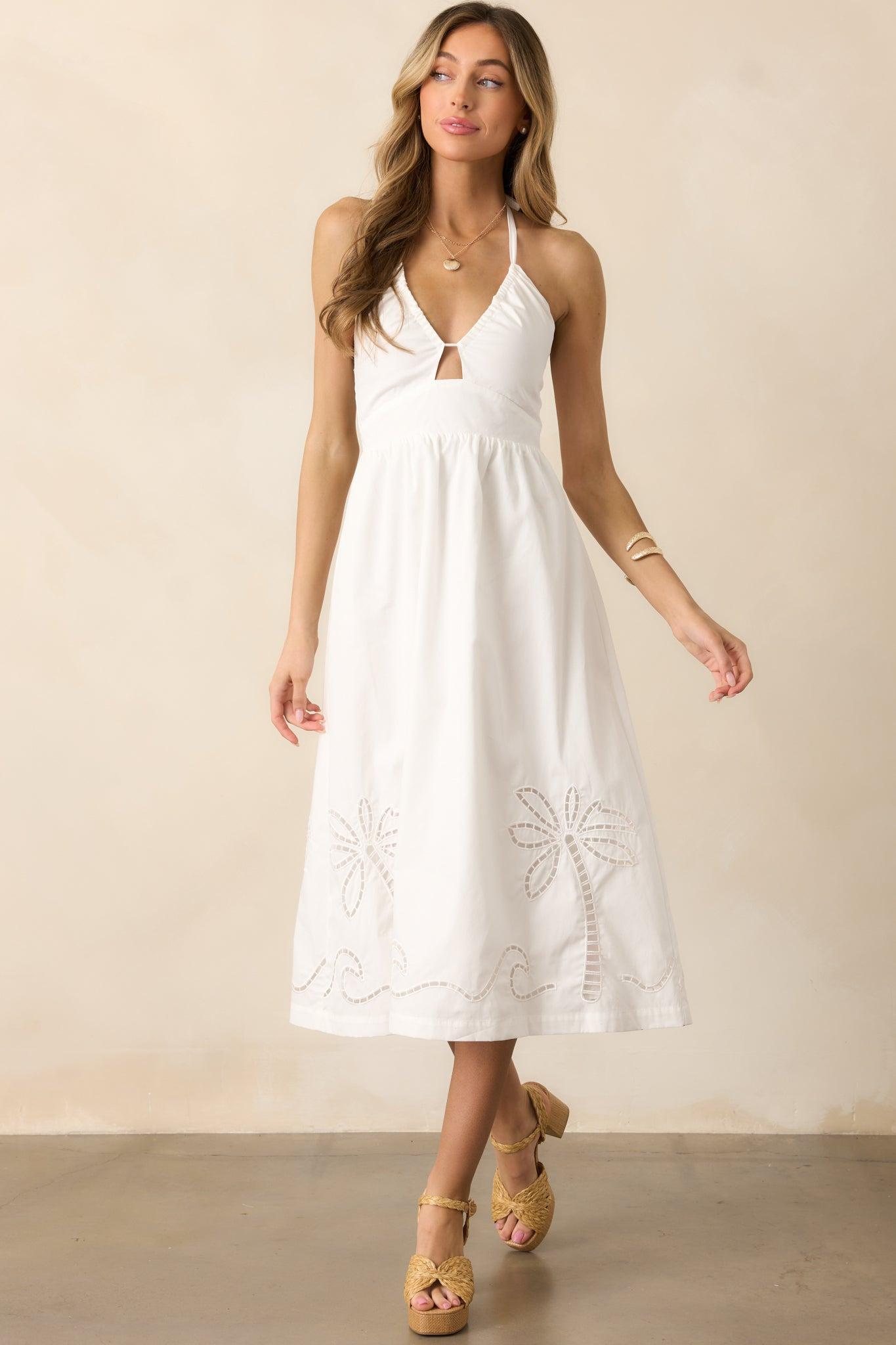 MINKPINK Romina Broderie White Midi Dress Product Image