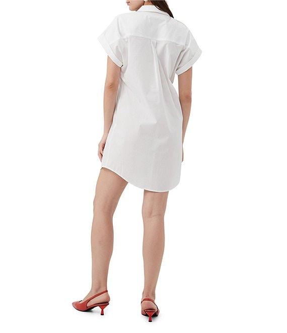 Trina Turk Bonsoir Stretch Poplin Point Collar Short Sleeve Shirt Dress Product Image