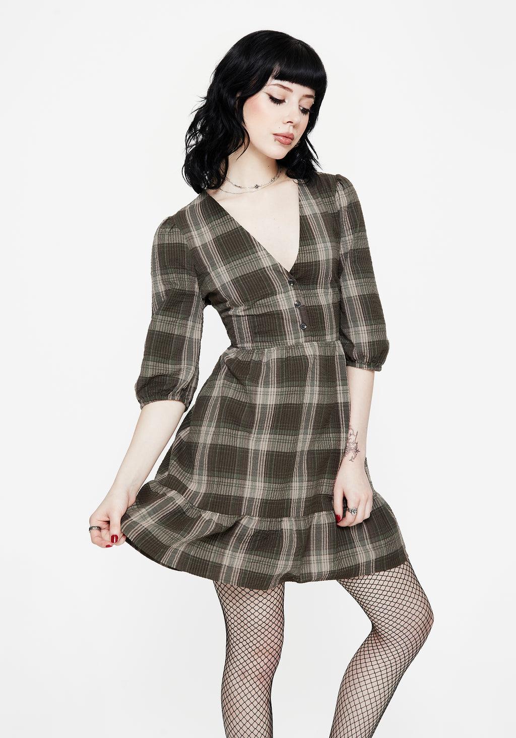 Clara Cotton Check Tiered Mini Smock Dress Product Image