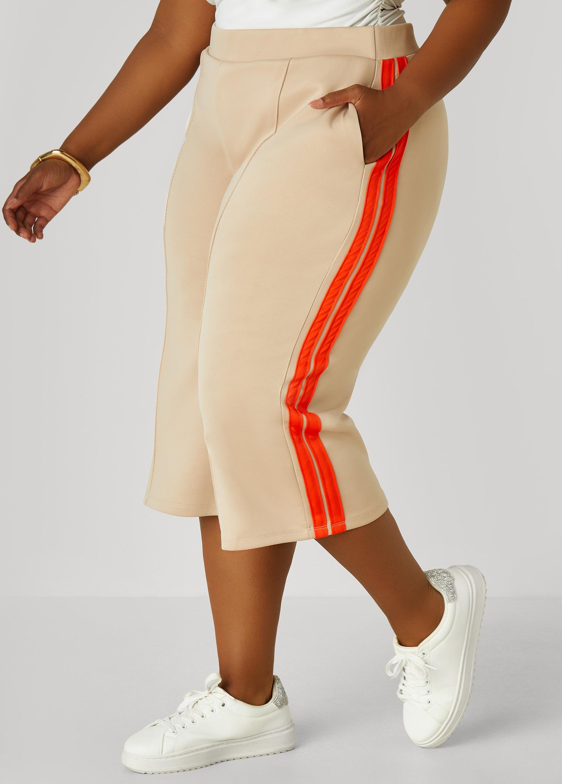 Plus Size Stripe Trimmed Capris Ashley Stewart Product Image
