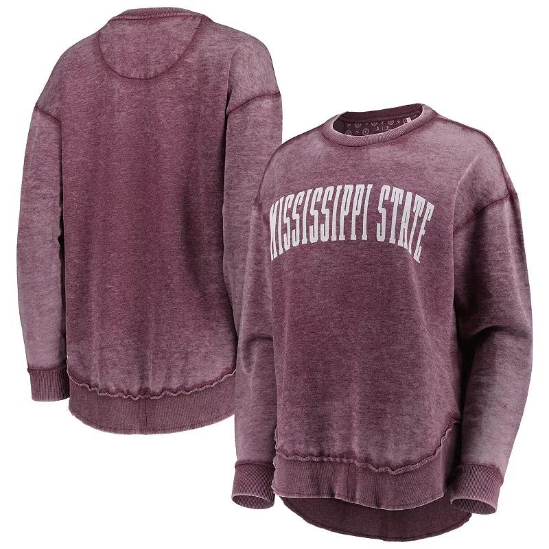 Women's Pressbox Maroon Mississippi State Bulldogs Vintage Wash Pullover Sweatshirt,  Product Image