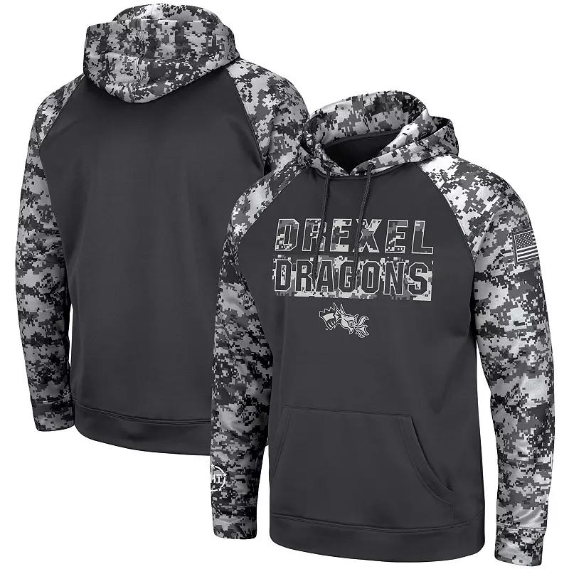 Men's Colosseum Charcoal Drexel Dragons OHT Military Appreciation Digital Camo Pullover Hoodie,  Product Image