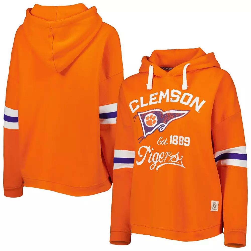 Women's Pressbox Orange Clemson Tigers Super Pennant Pullover Hoodie,  Product Image