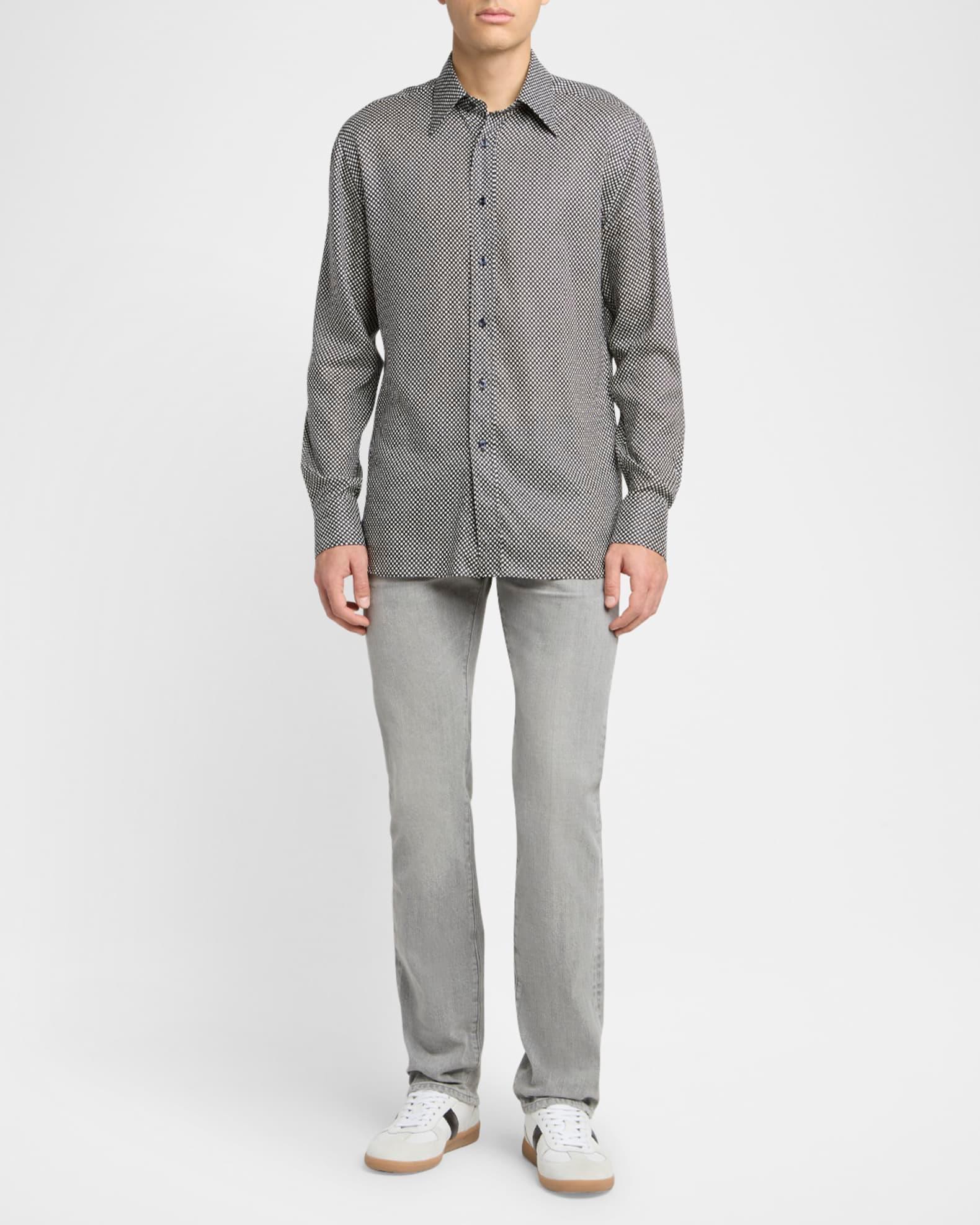 Men's Light Wash Selvedge Straight Fit Jeans, Grey Product Image