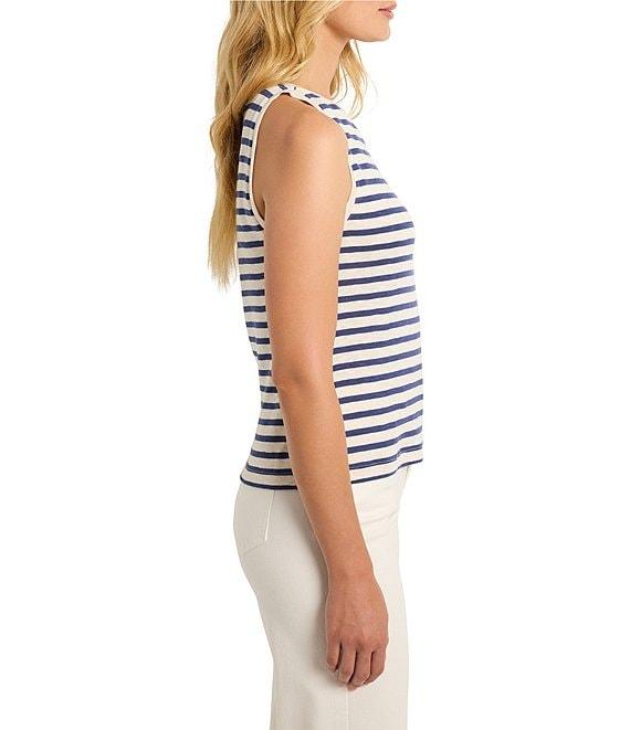 NIC + ZOE Knit Stripe Print Boat Neck Sleeveless Tank Product Image