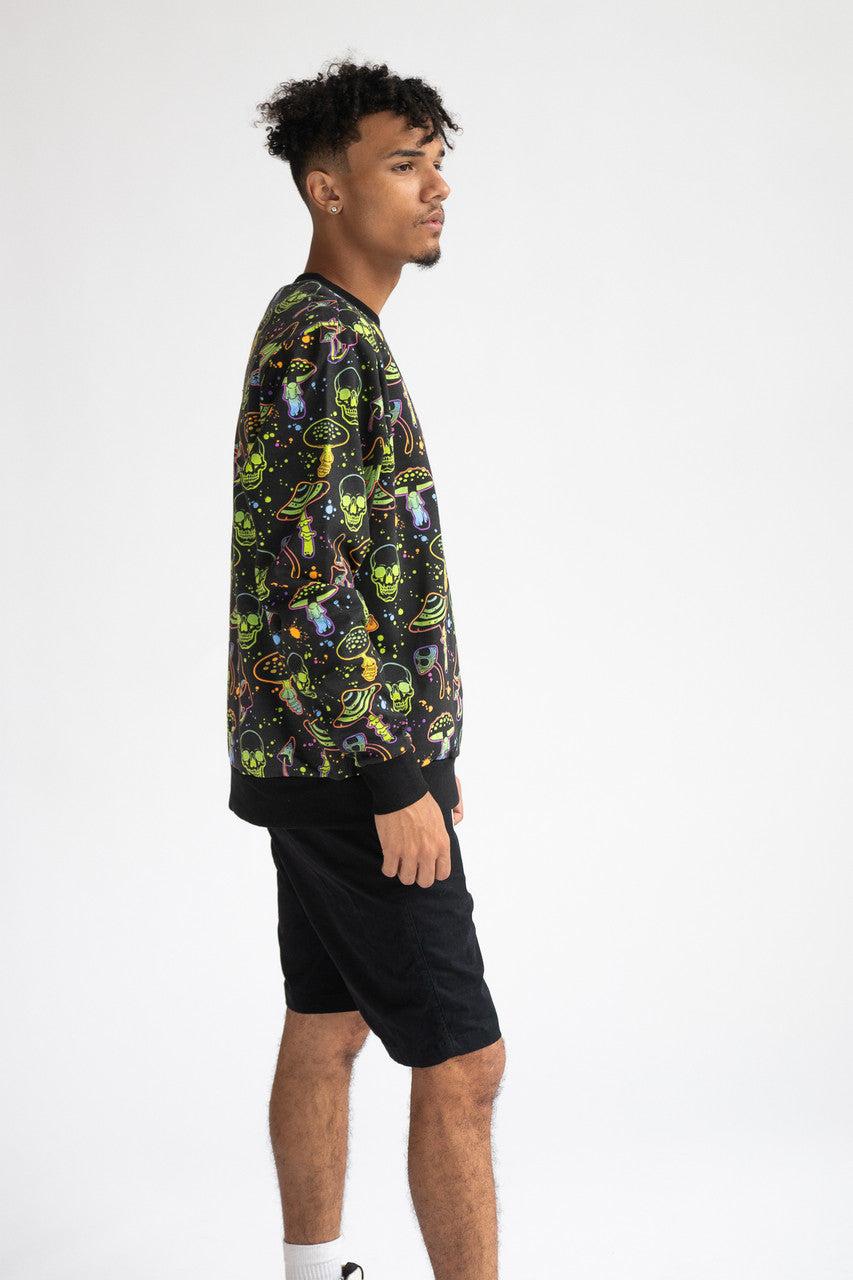 Neon Mushrooms & Skulls Sweatshirt Product Image