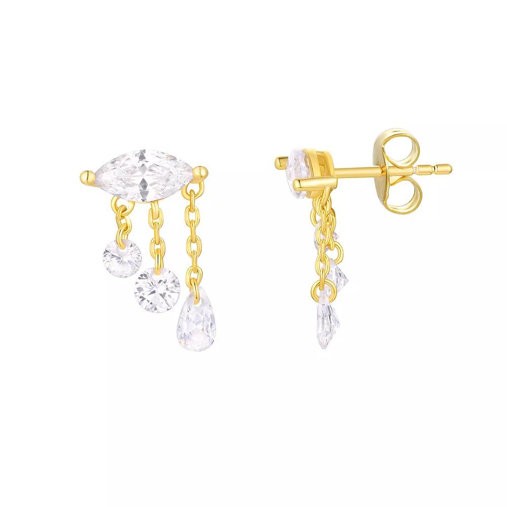 Taylor Grace 14k Gold Plated Marquise Cubic Zirconia Dangle Stud Earrings, Women's, Gold Tone Product Image