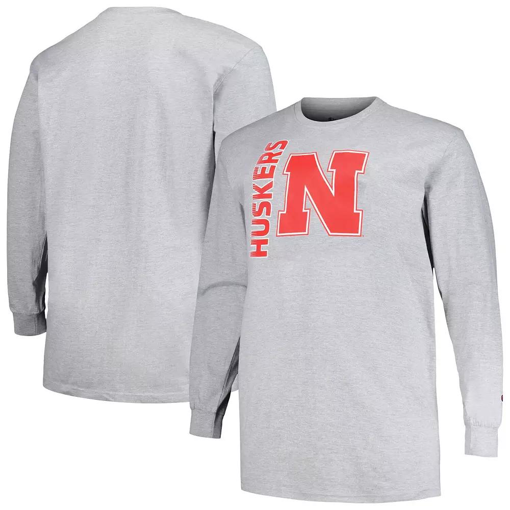 Men's Champion Heather Gray Nebraska Huskers Big & Tall Mascot Long Sleeve T-Shirt, Size: 3XB, Grey Product Image