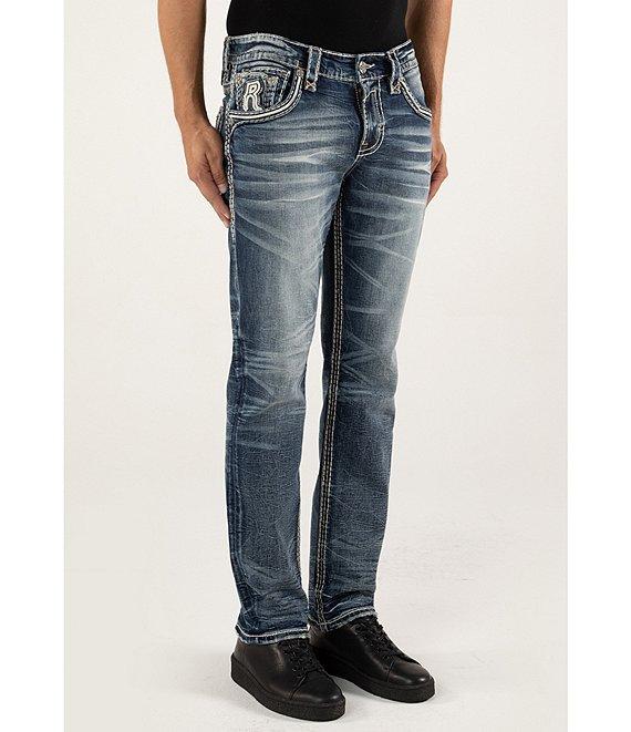 Rock Revival Ziggy Inverted-Fleur-De-Lis Pocket Straight Leg Jeans Product Image