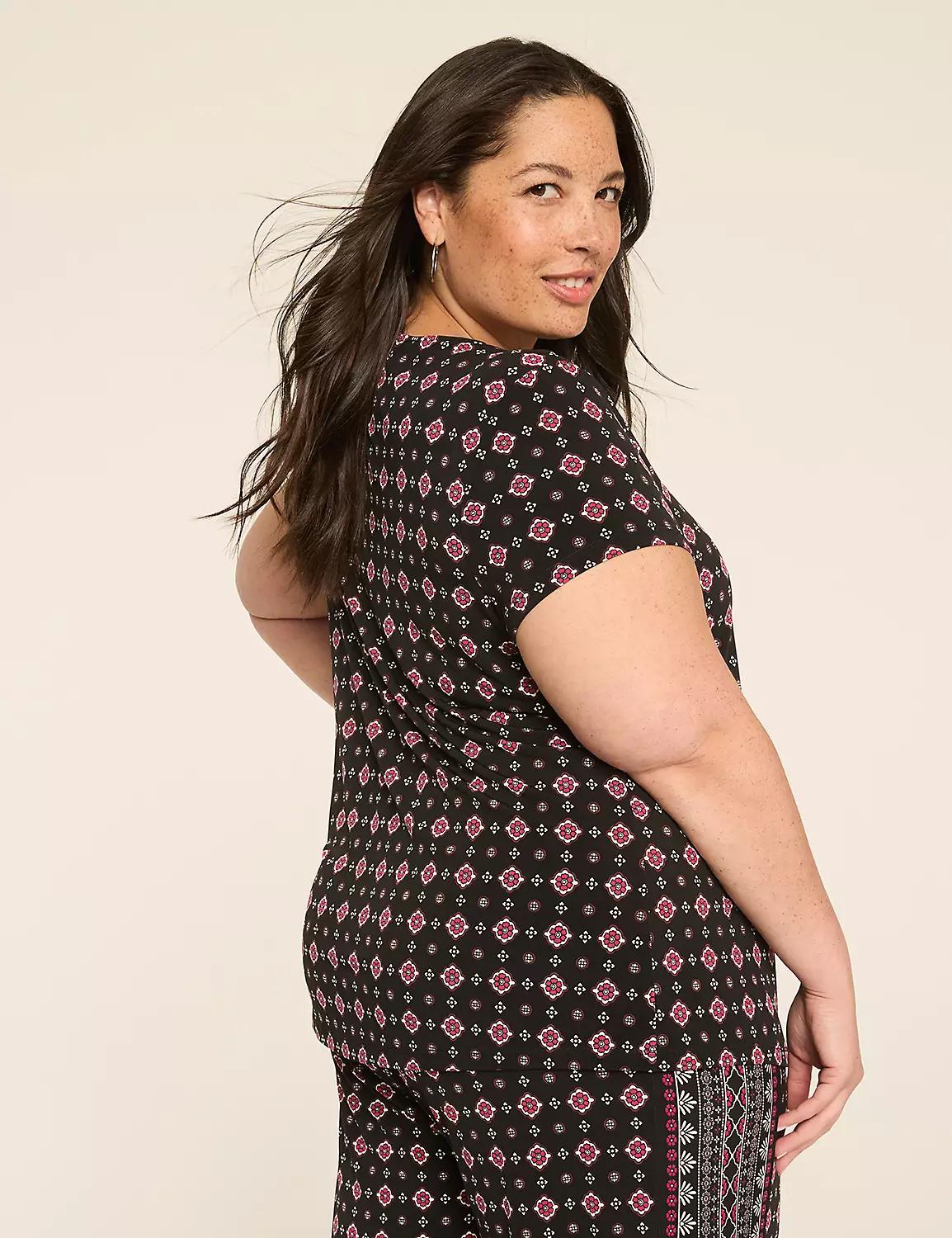 Cap-Sleeve Pleat-Front Top Product Image