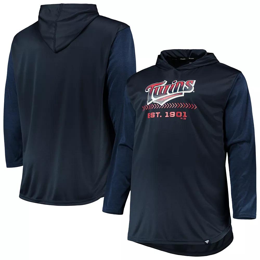 Men's Navy/Heathered Navy Minnesota Twins Big & Tall Wordmark Club Pullover Hoodie, Size: 2XB, Blue Product Image