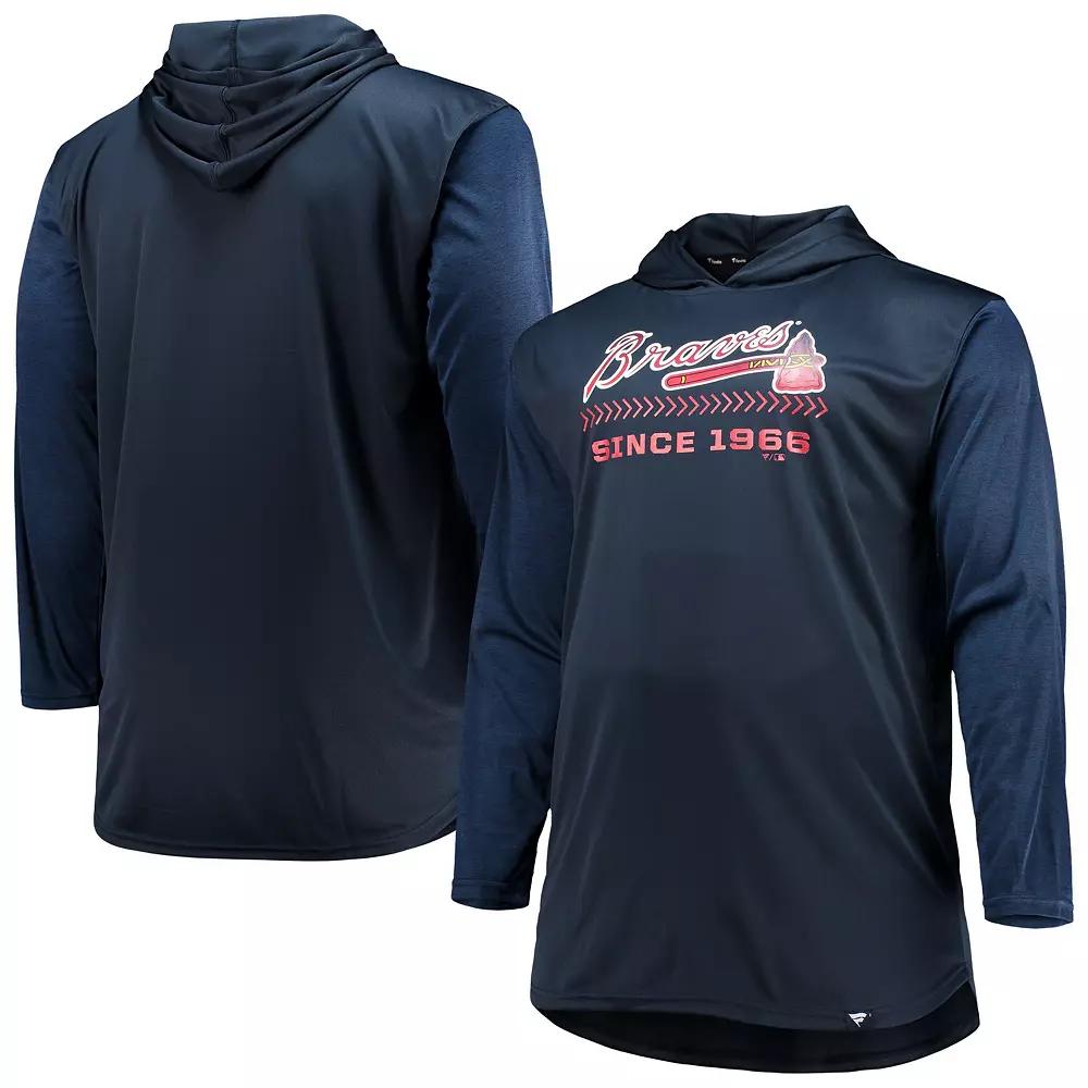 Men's Navy/Heathered Navy Atlanta Braves Big & Tall Wordmark Club Pullover Hoodie,  Product Image
