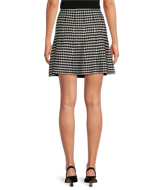 CeCe Gingham Jacquard High Waisted Flared Coordinating Short Skirt Product Image